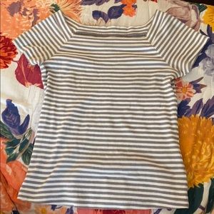 Anthropologie gray and white striped top